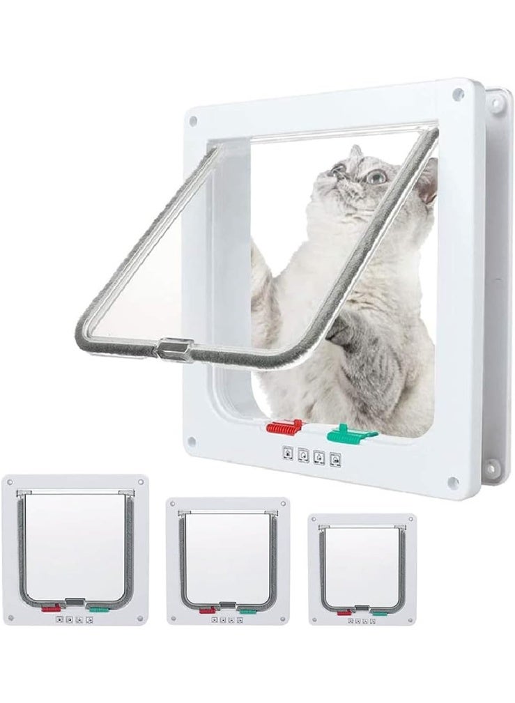 jaexest باب قطط كبير إضافي مع رفرف، باب حيوانات أليفة بإغلاق 4 اتجاهات للأبواب الداخلية والخارجية، رفرف شفاف مقاوم للعوامل الجوية للقطط والكلاب والجراء، تركيب سهل (المقاس الخارجي 11 × 9.8 بوصة) - Image 1